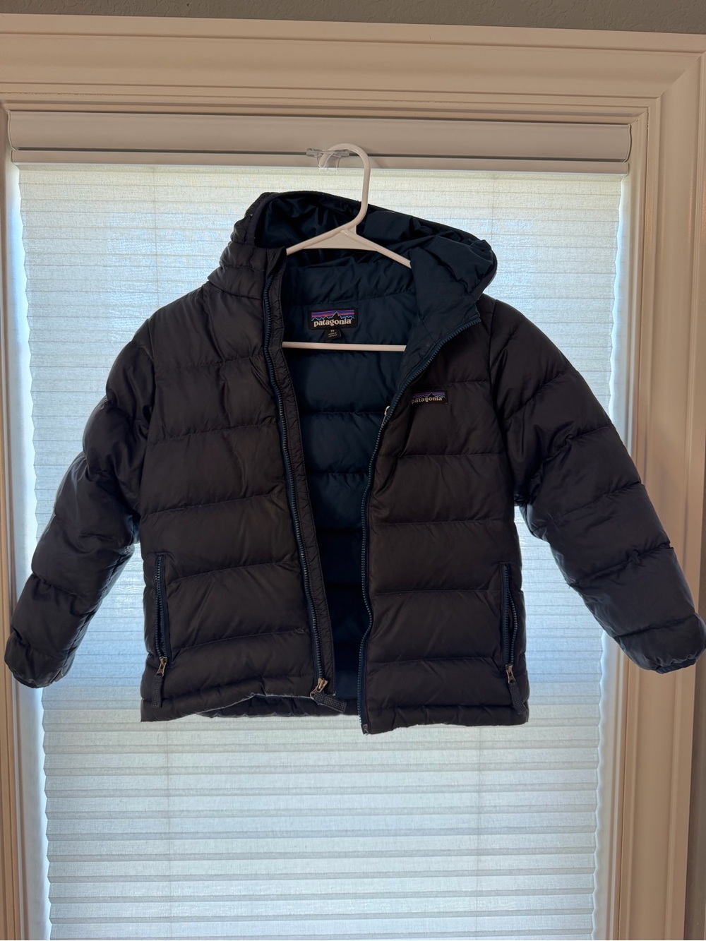 Patagonia Kids' Hooded Puffer Jacket — navy